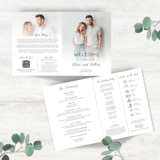 Multi-purpose 2 Photo Program Icon Order of Day  Brochure (View of each side when laid flat)