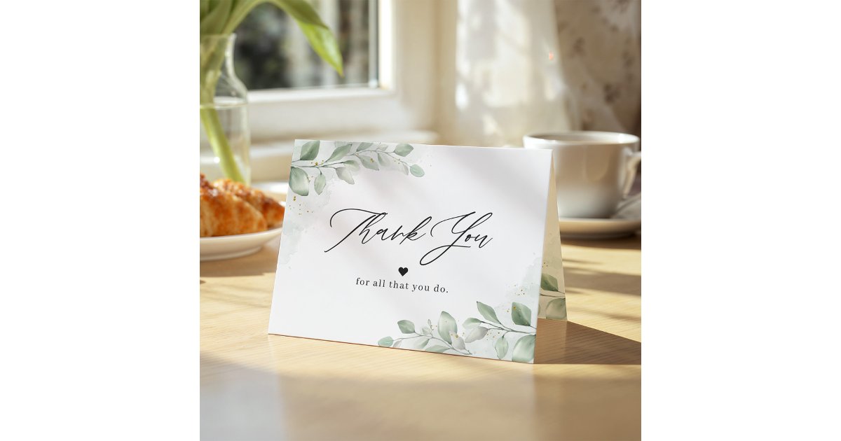 Multi-Purpose Chic Greenery Eucalyptus Thank You Card | Zazzle