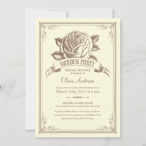 Multi-purpose Vintage Garden Party Invitations