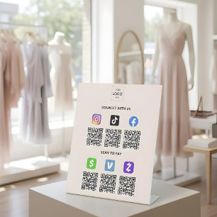 Multi QR Code Business Pedestal Sign