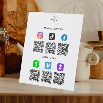 Multi Qr Code Business Pedestal Sign by CrispinStore at Zazzle
