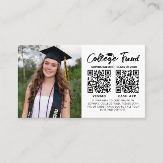Multi QR Code College Fund Graduation Photo  Enclosure Card