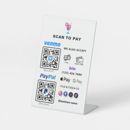 Multi QR Code Payment  White Scan to Pay  Pedesta Pedestal Sign