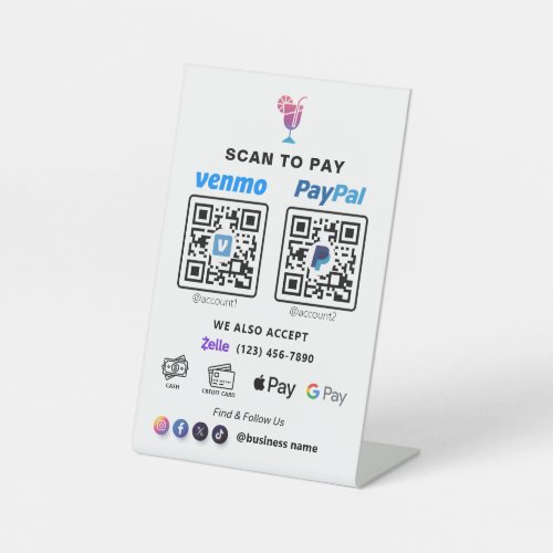 Multi QR Code Payment  White Scan to Pay  Pedesta Pedestal Sign