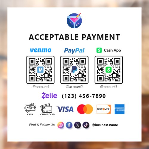 Multi QR Code Payment  White Scan to Pay  Pedesta Window Cling