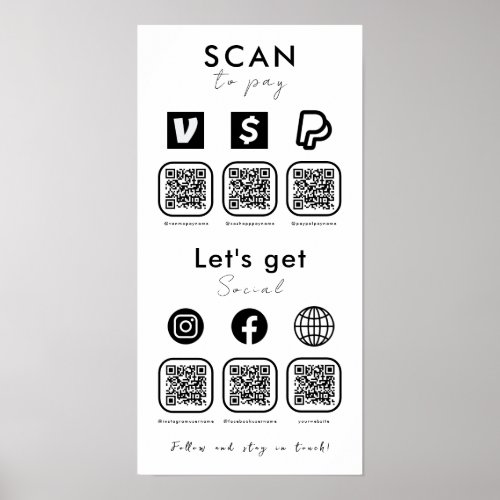 Multi QR Code Scan To Pay Social Media White Poster