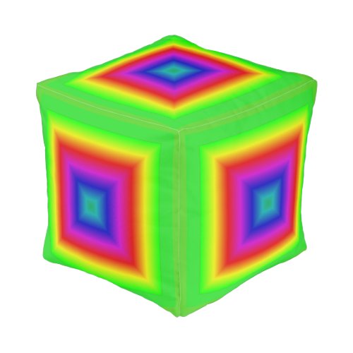 Multi Rainbow Geometric Pouf