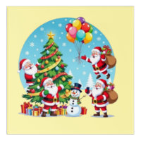 **“Multi-Santa Christmas Fun – 3D Cartoon Transpar