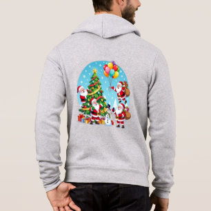 **“Multi-Santa Christmas Fun – 3D Cartoon Transpar Hoodie