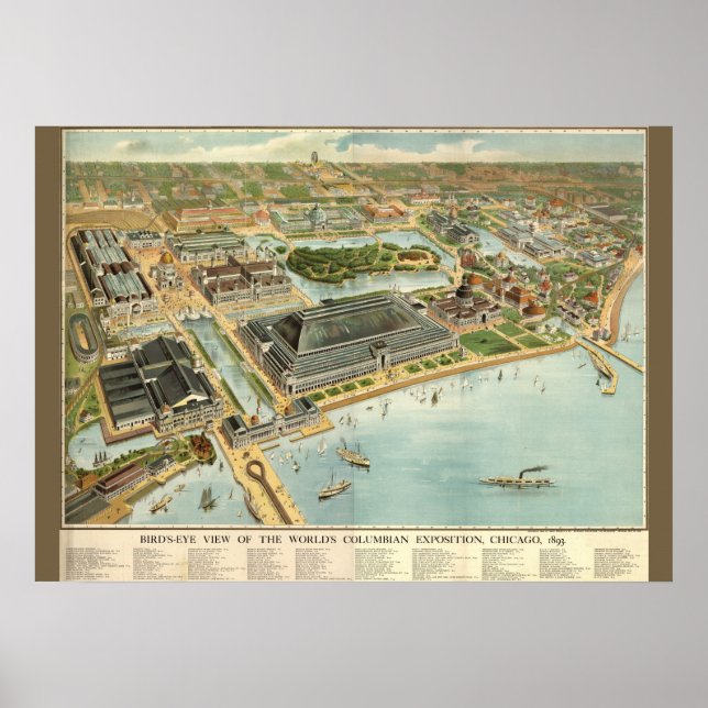 Multi-Size/Birds Eye View Chicago Worlds Fair 1893 Poster (Front)