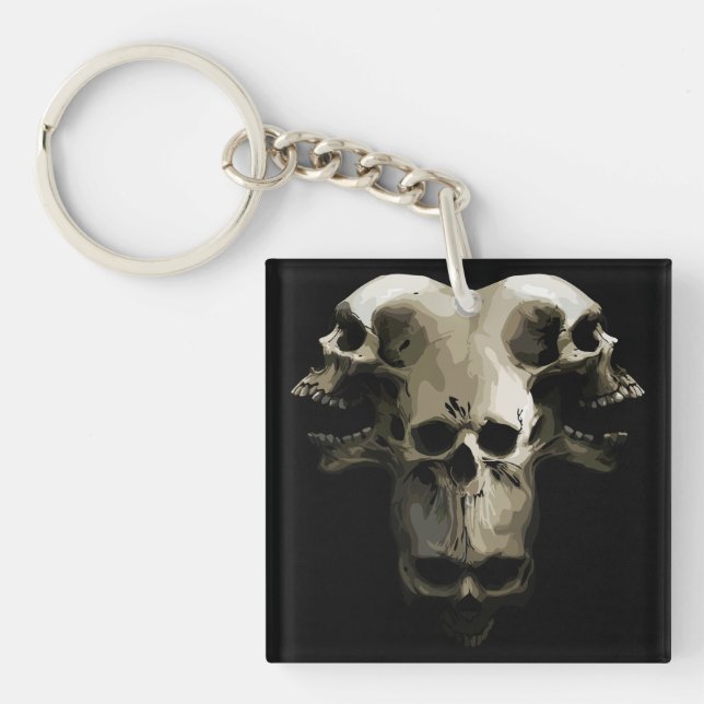 Multi-Skull Fusion Art Keychain (Front)