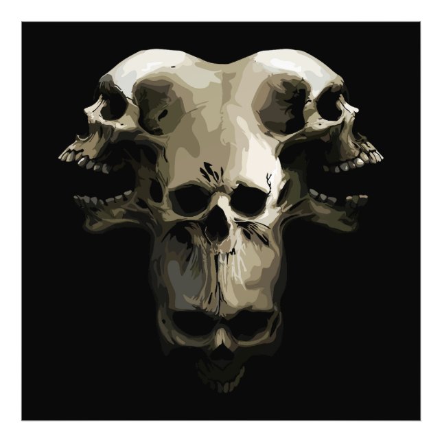Multi-Skull Fusion Art Photo Print (Front)