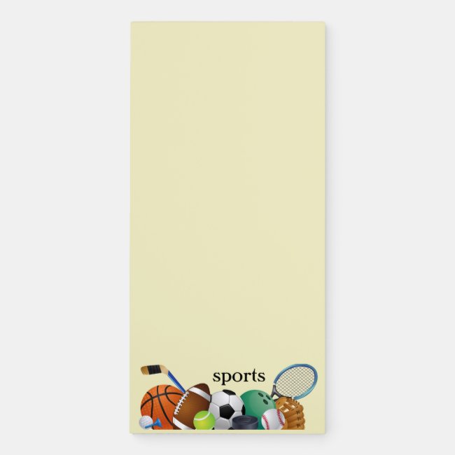 Multi Sports Equipment Magnetic Fridge Notepad