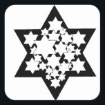 Multi Stars Star of David Square Sticker<br><div class="desc">Black Star of David with lots of white stars in the center.</div>