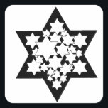 Multi Stars Star of David Square Sticker<br><div class="desc">Black Star of David with lots of white stars in the center.</div>