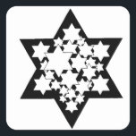 Multi Stars Star of David Square Sticker<br><div class="desc">Black Star of David with lots of white stars in the center.</div>