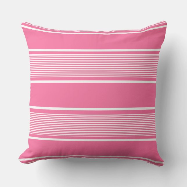 Multi Stripe Pink and White Throw Pillow (Front)
