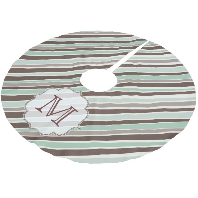 Multi Stripe Print Monogram Initial Tree Skirt (Angled)