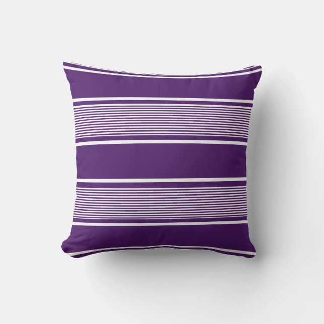 Multi Stripe Purple and White Throw Pillow (Front)