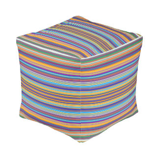 Multi-Striped Pattern Pouf