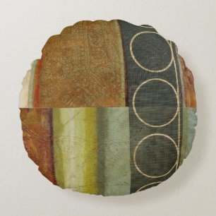 Multi-textured Abstract Painting by Vision Studio Round Pillow