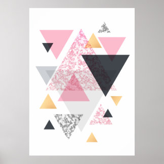 Multi Triangle - Rose Gold and Marble Poster
