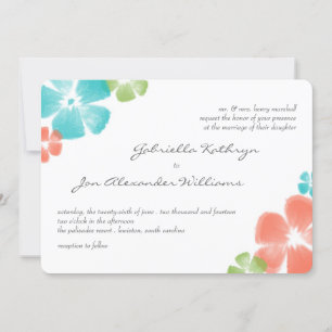 Multi Tropical Watercolor Flowers Wedding Invite