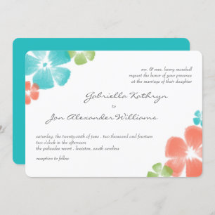 Multi Tropical Watercolor Wedding Invite / Aqua