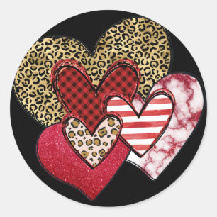 Multi wild hearts  classic round sticker