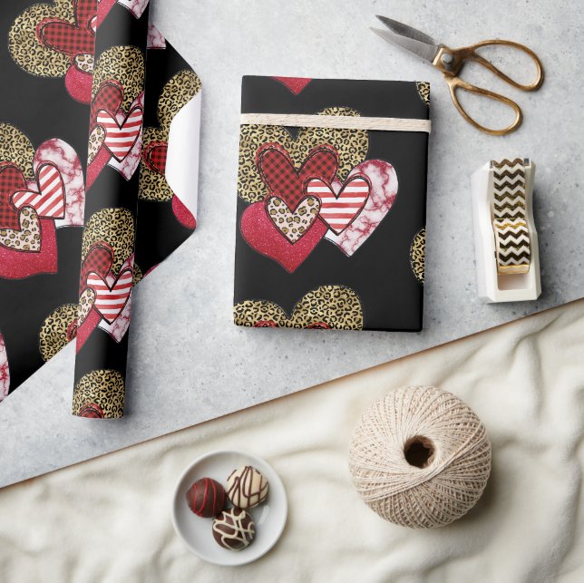 Multi wild hearts  wrapping paper (Crafts)