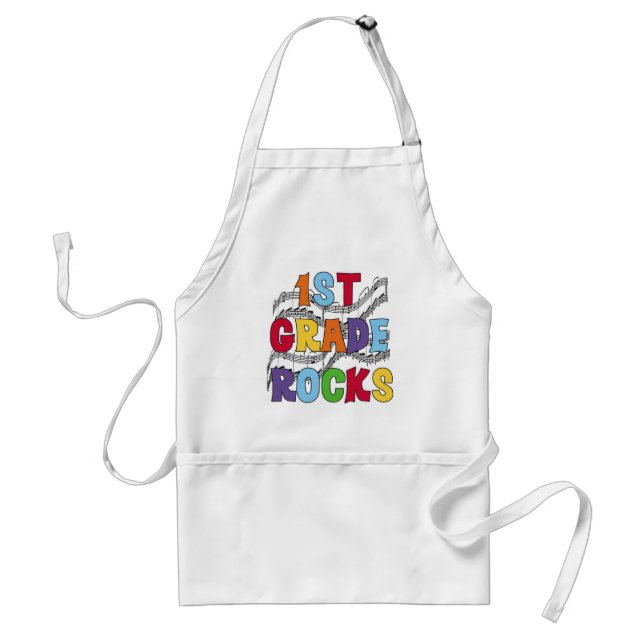 Multicolor 1st Grade Rocks Tshirts and Gifts Adult Apron (Front)
