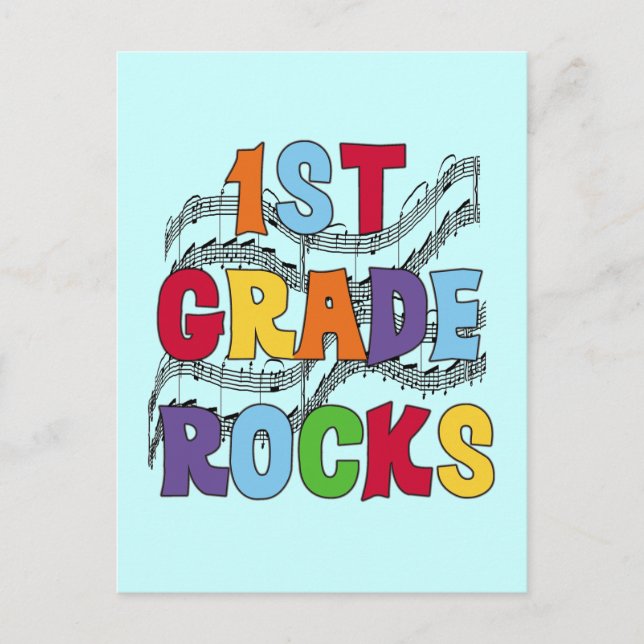 Multicolor 1st Grade Rocks Tshirts and Gifts Postcard (Front)