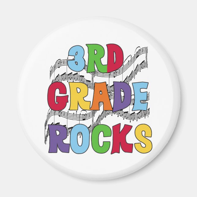 Multicolor 3rd Grade Rocks Magnet (Front)