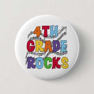 Multicolor 4th Grade Rocks Pinback Button