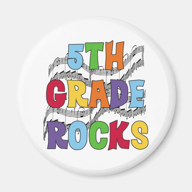 Multicolor 5th Grade Rocks Magnet (Front)