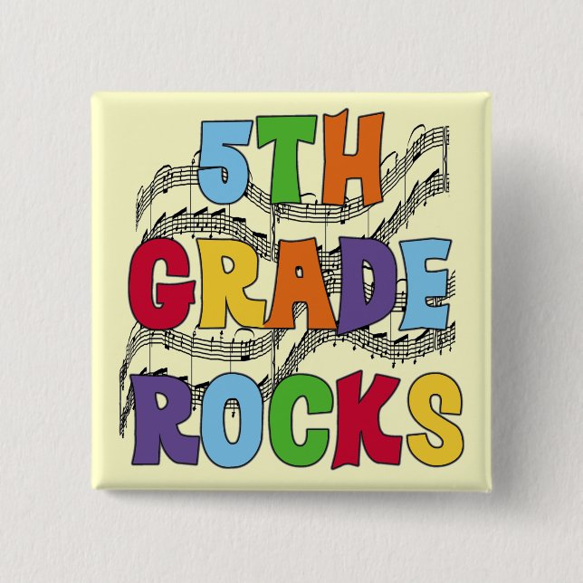 Multicolor 5th Grade Rocks T shirts and Gifts Button (Front)