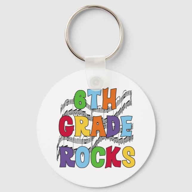 Multicolor 6th Grade Rocks Keychain (Front)
