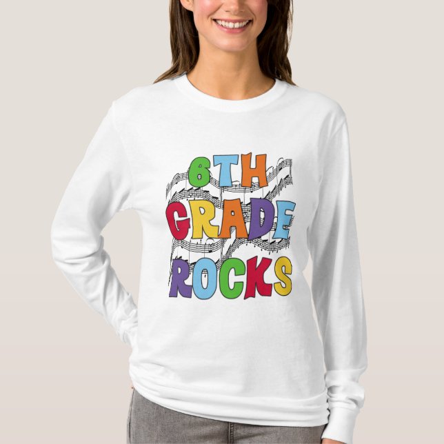 Multicolor 6th Grade Rocks Tshirts and Gifts (Front)