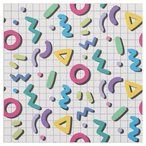 Multicolor 80s Memphis Pattern Fabric