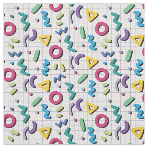 Multicolor 80s Memphis Pattern Fabric