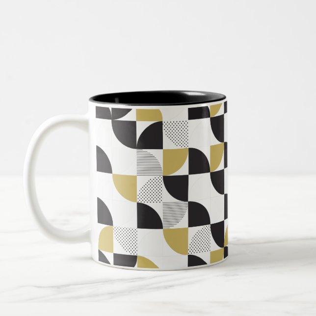 Multicolor Abstract Design Two-Tone Coffee Mug (Left)