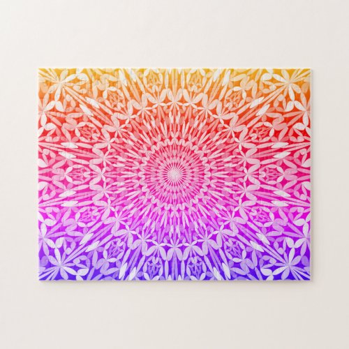 Multicolor Abstract Floral Mandala Pattern Jigsaw Puzzle