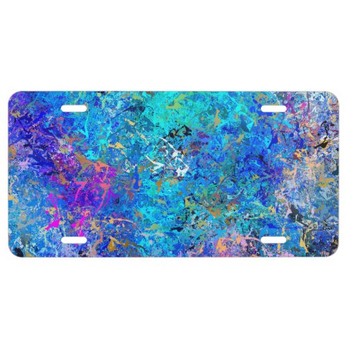 Multicolor Abstract Holi Splatter Painting License Plate