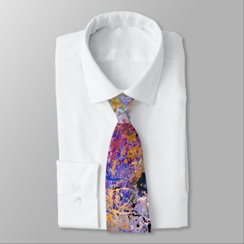 Multicolor Abstract Holi Splatter Painting Neck Tie