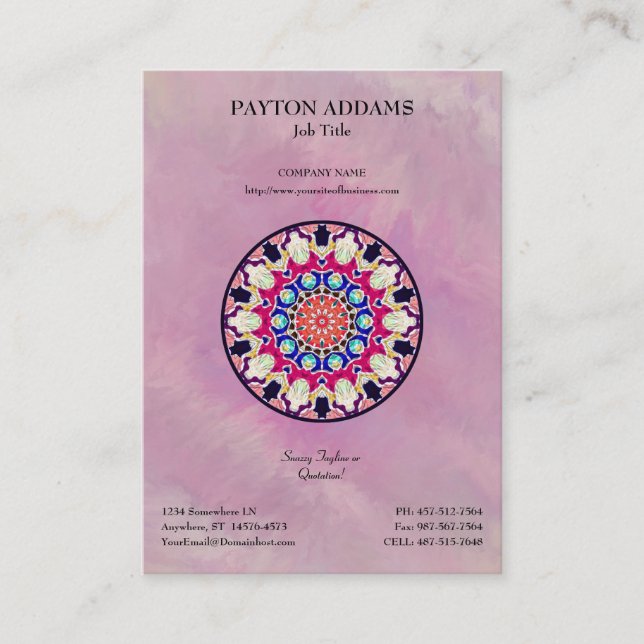 Multicolor Abstract Kaleidoscope Mandala Business Card (Front)