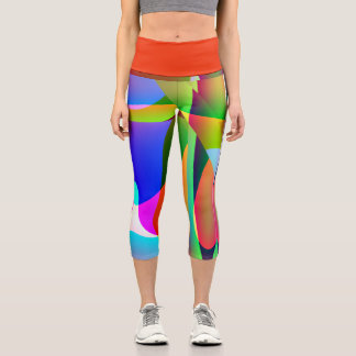 Multicolor Abstract Modern Design Capri Leggings