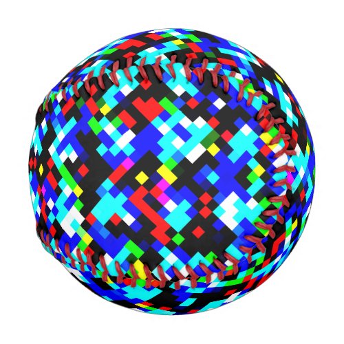Multicolor Abstract Pixel Pattern Baseball
