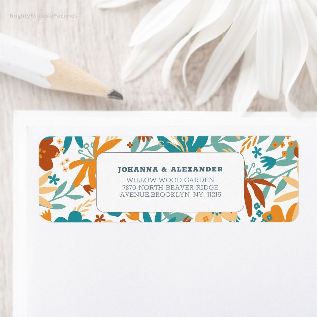 Multicolor Abstract Wildflower Wedding Label (Creator Uploaded)