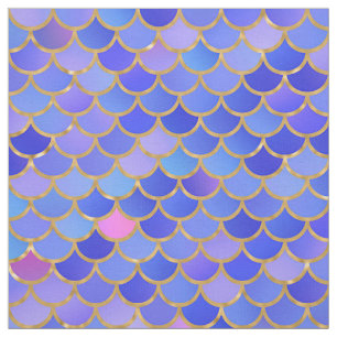 Multicolor and Gold Foil Mermaid Scales Fabric