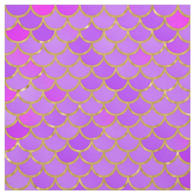 Multicolor and Gold Foil Mermaid Scales Fabric (Swatch)